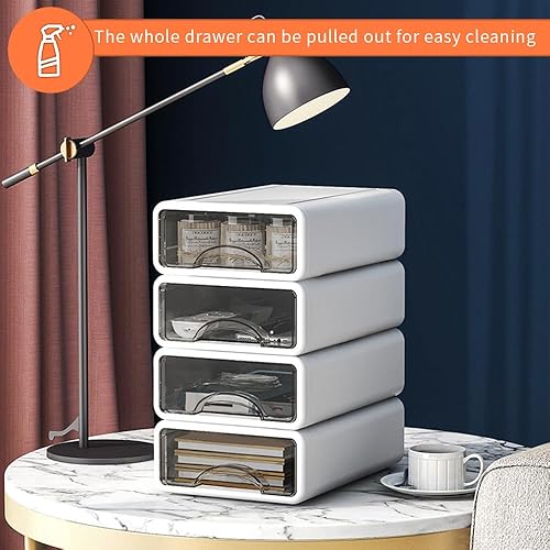 Miniatura 7 de SOEWIOU Cajones de almacenamiento de escritorio apilables, organizador de escritorio con cajones, caja de almacenamiento apilable, organizador de