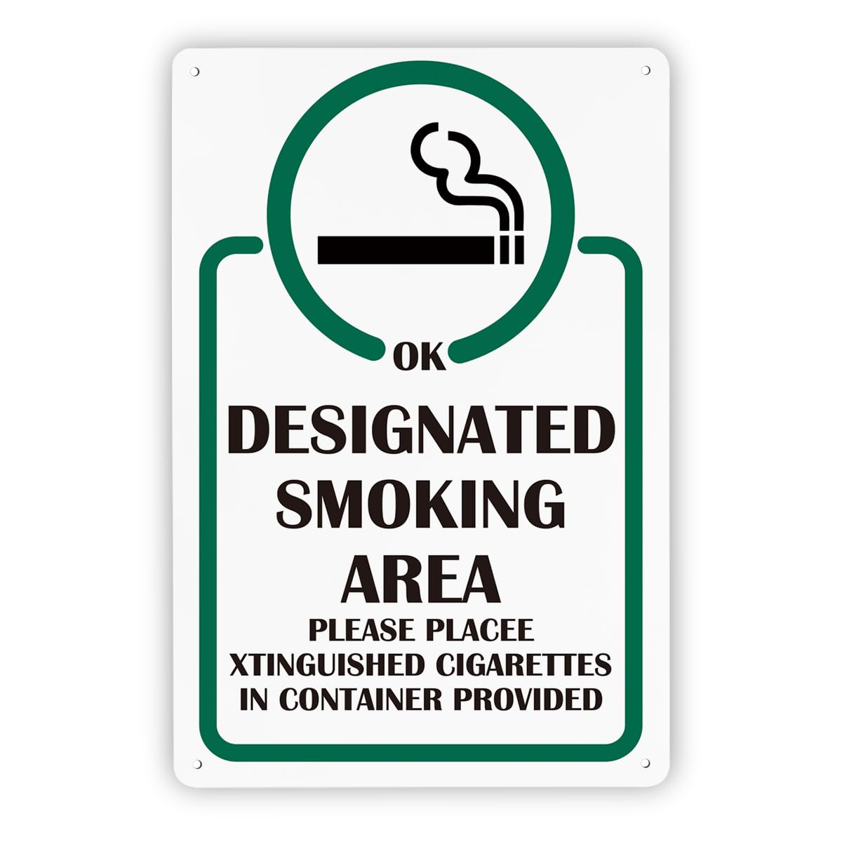 Kwqdozf As Pic Designated Smoking Area Sign, Rustproof Aluminum Plaque, Decorative Signs A