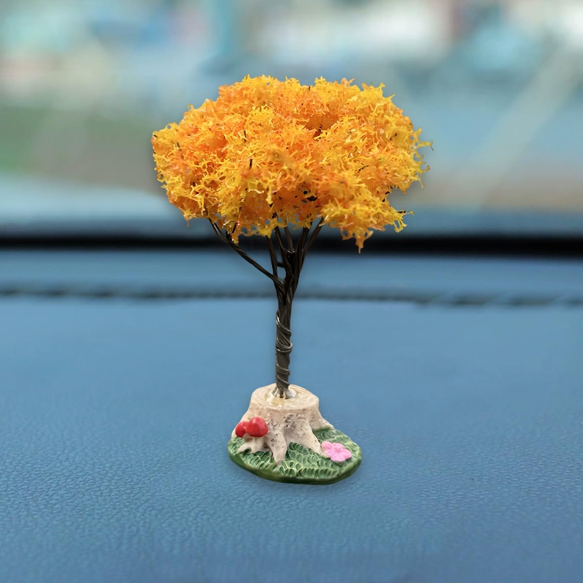Cute Golden Tree Car Dashboard Ornament Funny Creative Automotive Dash Decorations for Women Present Vehicle Interior Accessories for
