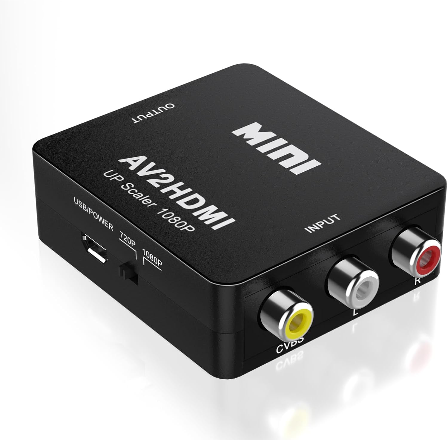 4-in 1-Out RCA to HDMI Converter with Remote – AV Composite to HDMI Adapter 1080P/720P, Supports 4:3/16:9 Switch, Compatible with PS1/PS2/PS3, Xbox, N64, SNES, Wii, DVD, VCR, Camcorder – Plug & Play