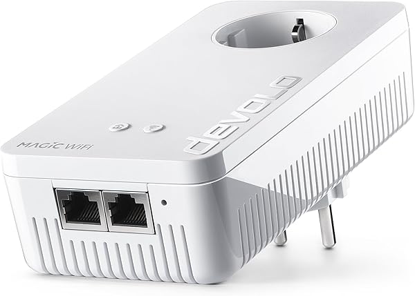 devolo Magic 2 WiFi next Erweiterungsadapter, WLAN Powerline Adapter, bis zu 2.400 Mbit/s, Mesh WLAN, 2x Gigabit LAN Anschluss, dLAN 2.0, weiß - 1