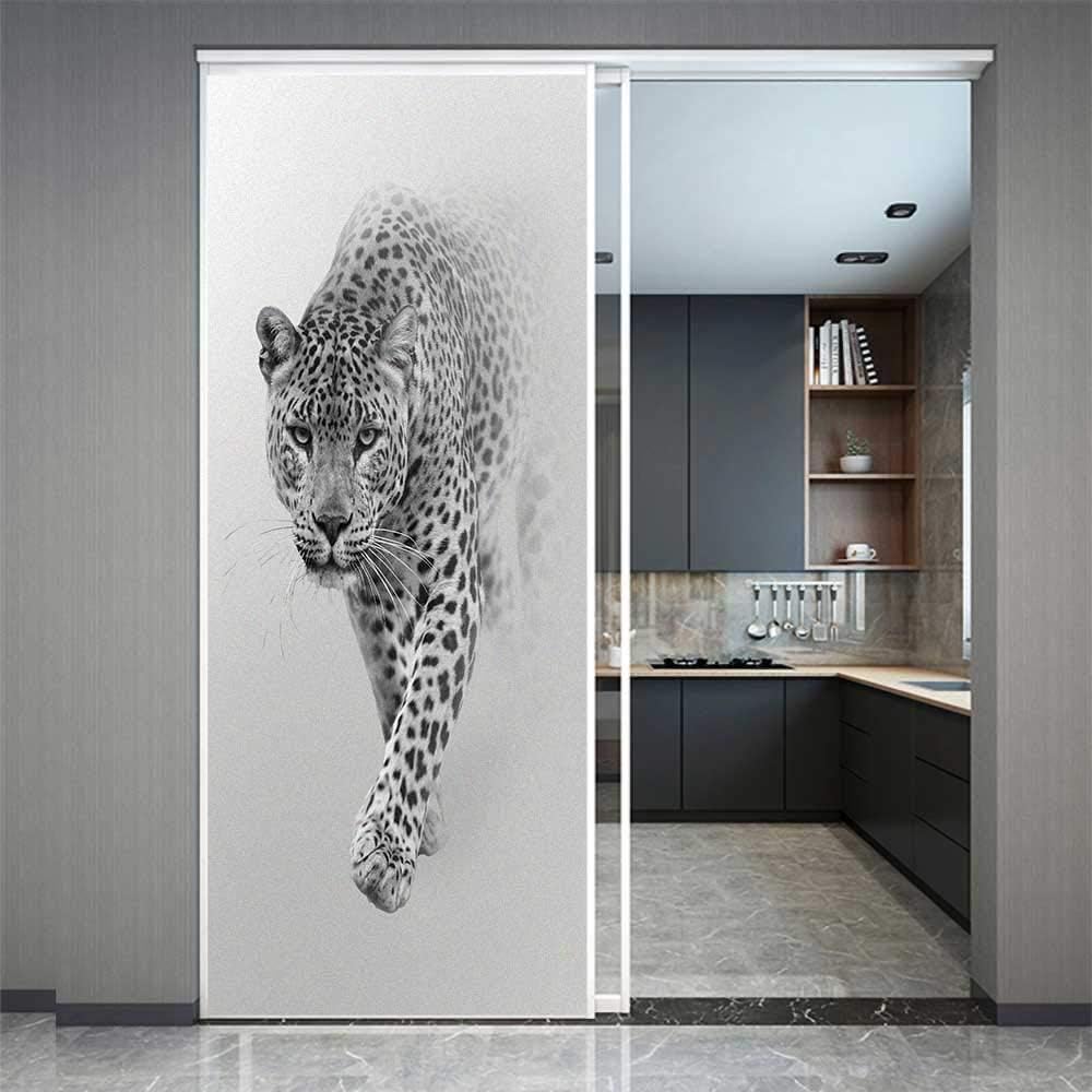Window Film Privacy Non Adhesive Static Cling Window Stckers Tiger Decorative Frosted Window Clings UV Blocking Heat Control Window Coverings for Home/Office 29.52"x74.80"(75x190cm)