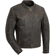 First Mfg Co - Commuter - Mens Motorcycle Biker Riding Black Leather Jacket