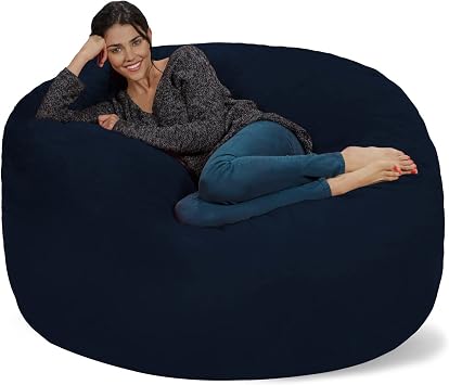 Chill Sack Bean Bag Chair Giant 5 Memory Foam Furniture Bean Bag - Big Sofa with Soft Micro Fiber Cover - Midnight Blue