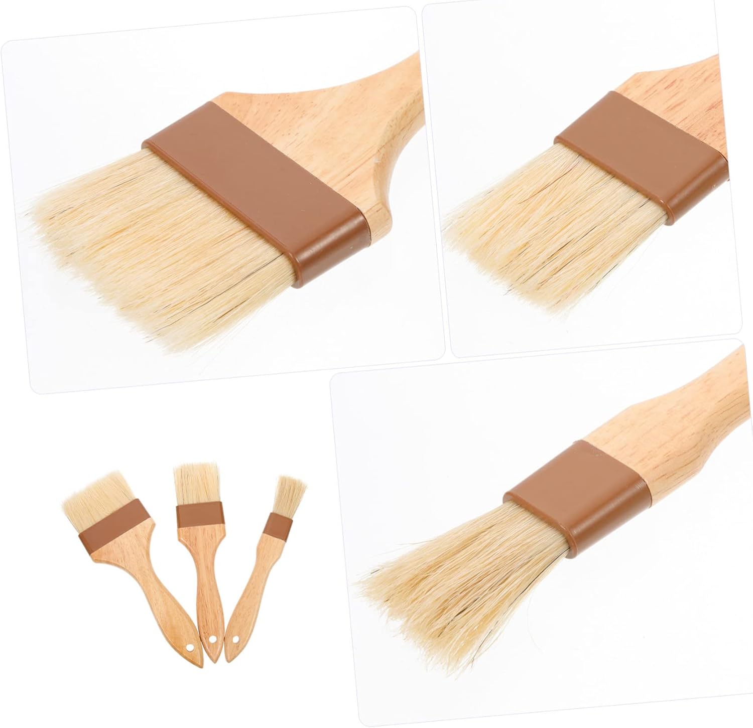 Ciieeo 3Pcs Food Grade Pastry Brush Bbq Oil Brush Grill Basting Brush and Baking Brush with Beechwood Handle for Barbecues and Baking Activities