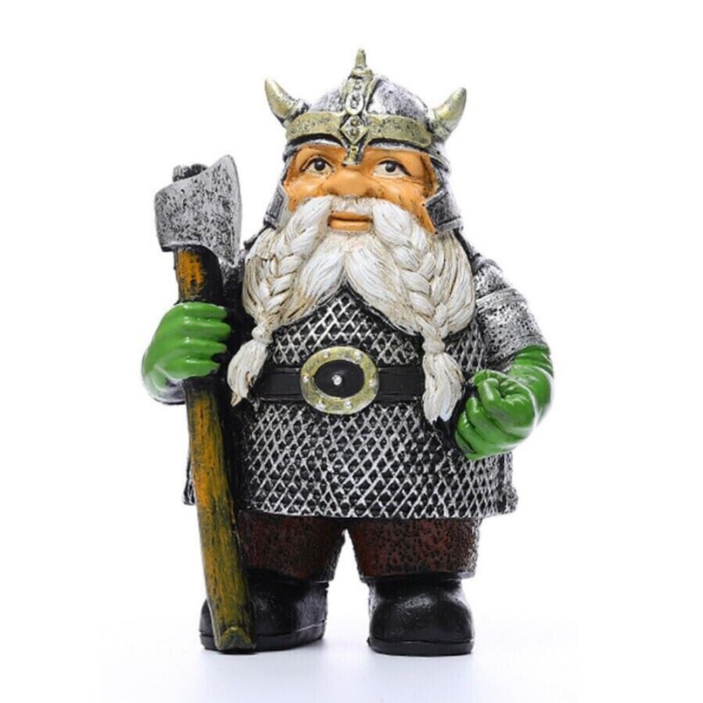 Anso A Viking Pirate Funny Garden Gnome Statue Resin Home Lawn Ornament Figure Sculpture (A)