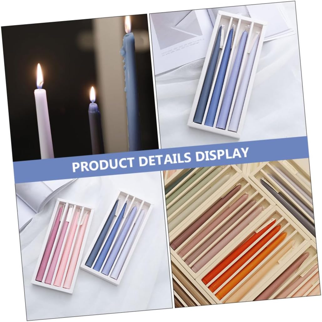 SHOWERORO 4pcs Romantic Pole Scented Candles Smokeless Wedding Gradient Safe Material for Atmosphere Evening Dinners