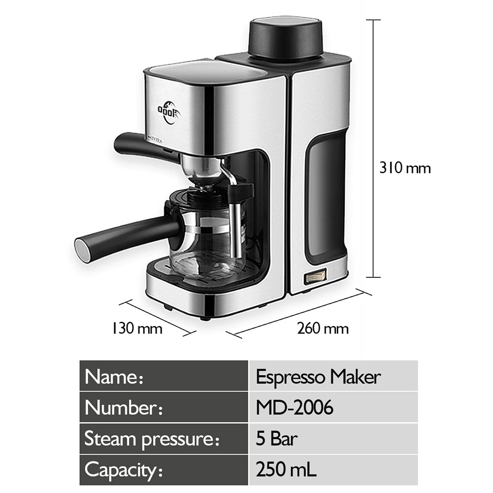 BEDSETS Macchina da caffè Automatica, Macchina da caffè Espresso Manuale e Cappuccino, Macchina Barista Tradizionale di caffè Espresso con Pompa, Caffettiera e Cappuccino (European regulations)