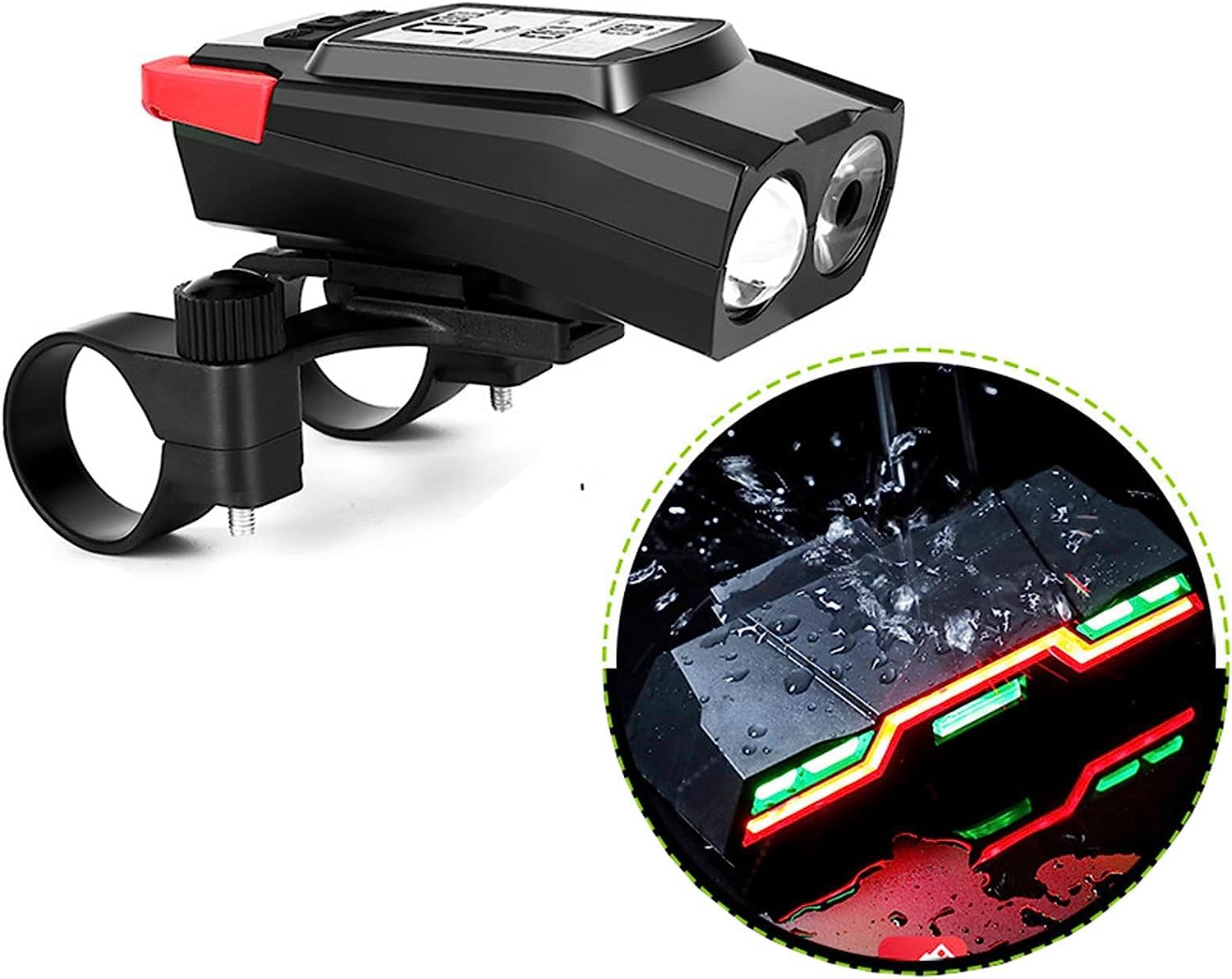Prędkościomierz Bezprzewodowy licznik rowerowy, wielofunkcyjny rowerowy licznik kilometrów 3 w 1 + głośnik + światła Ładowanie przez USB z trójkolorowym światłem tylnym Przebiegomierz