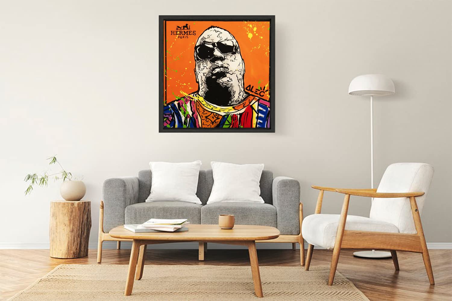 VERRE ART Black Floater Framed Canvas - Wall Decor for Living Room, Bedroom, Office, Hotels, Drawing Room (22in X 22in) - Biggy Hermes