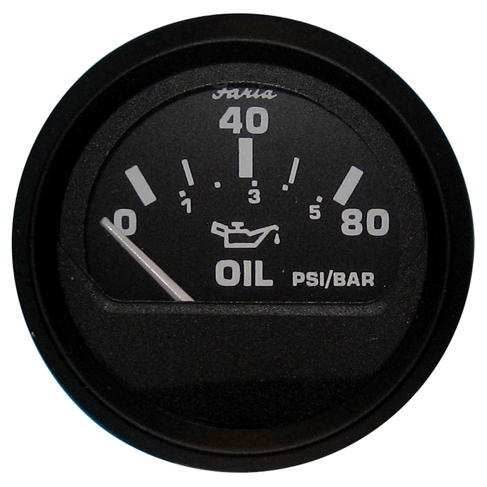12803 - Aftermarket Replacement Faria Euro Black 2 Inch Oil Pressure Gauge 80 PSI Compatible with Faria Beede Instruments