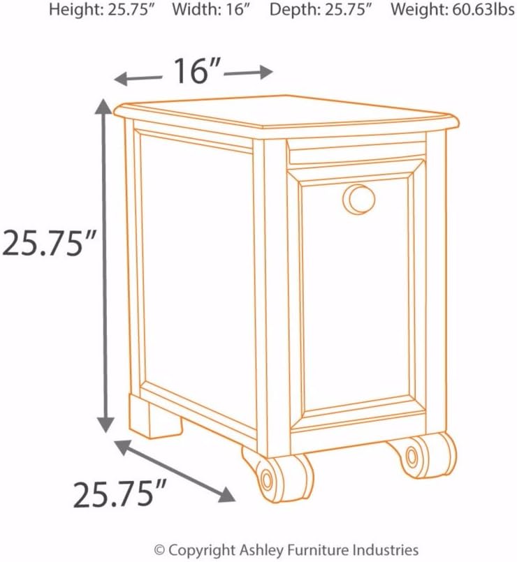 Ashley Furniture Signature Design - Brookfield Chair Side End Table - Rectangular - Grand Elegance - Dark Brown