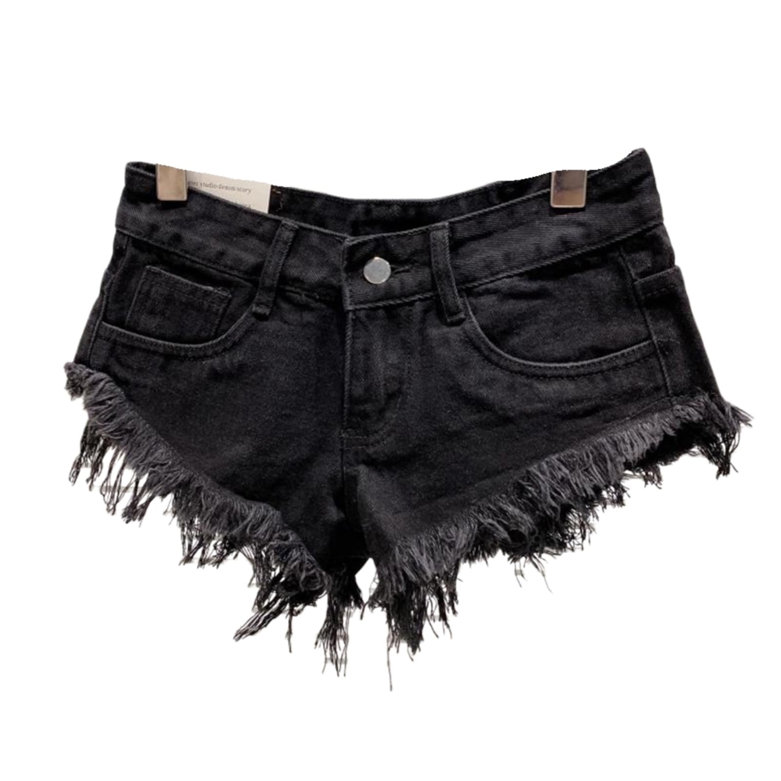 WANGSHUO Shorts di Jeans Donna Donne Gamba Dritta Lavato Distressed Denim Super Shorts, Versatile Streetwear Casual Summer Bottoms-White-XL