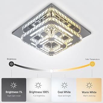 11.8 Dimmable Small Crystal Chandelier Flush LED Ceiling Light