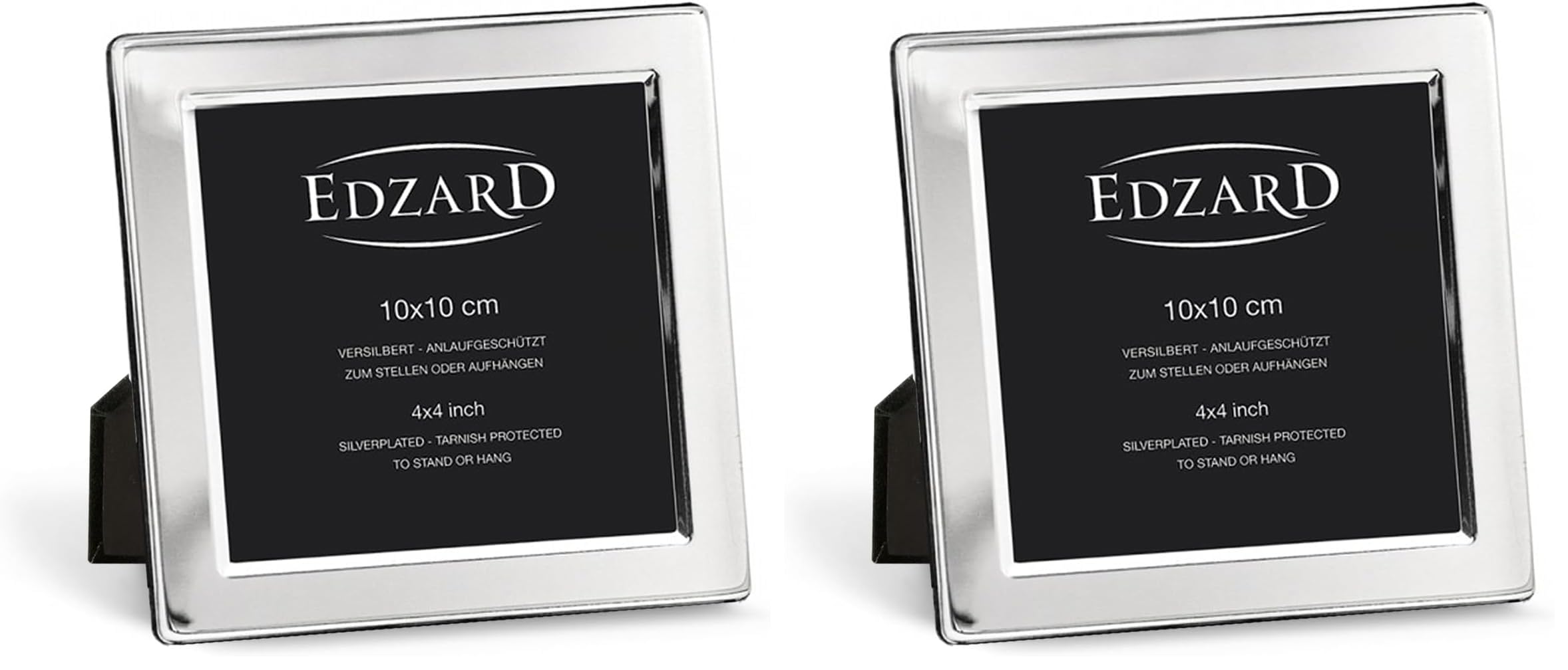 Cadre photo Salerno EDZARD 10x10 cm argenté idéal pour offrir en cadeau de mariage (x2)