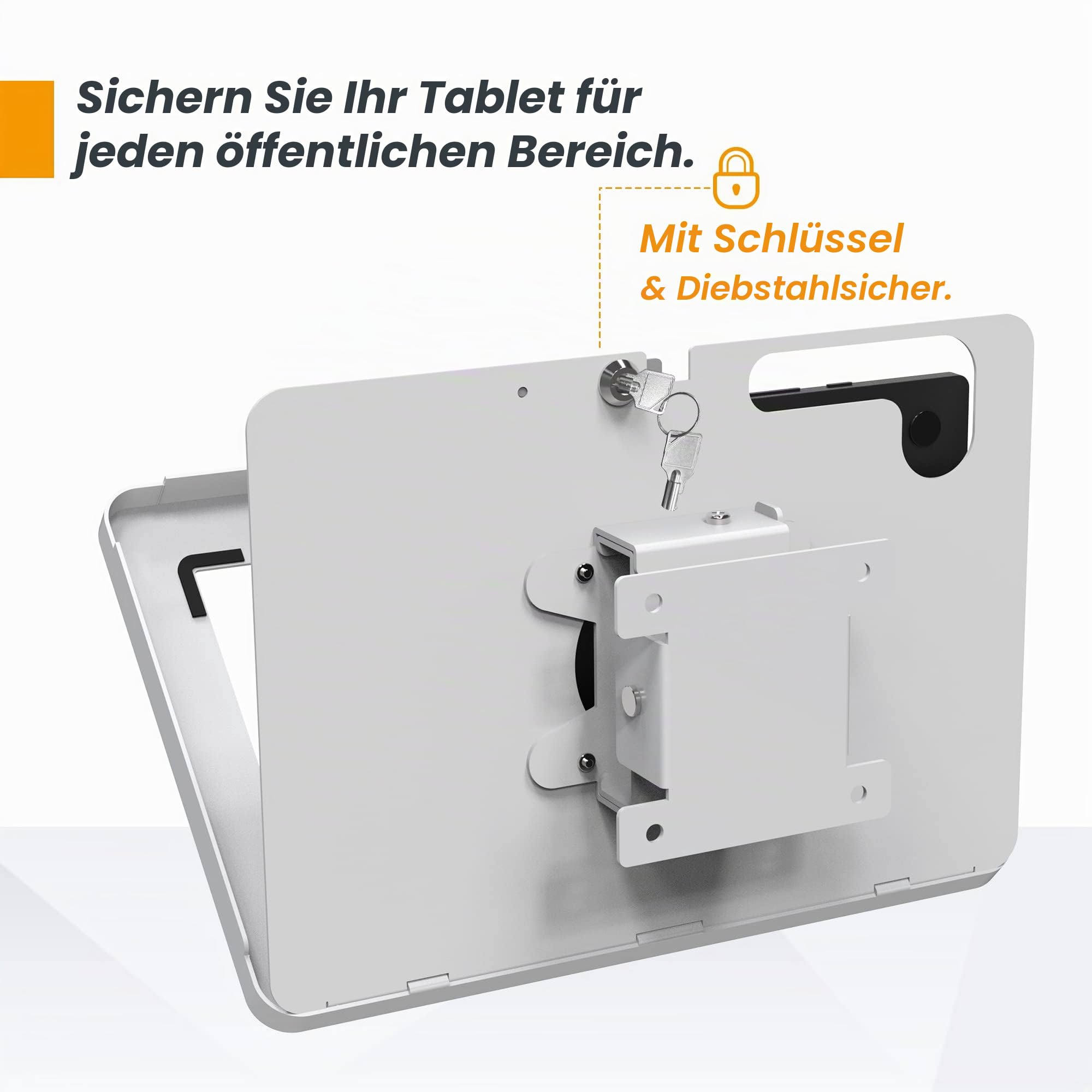 Tablet-Halterung (Weiß) – Universelle Anti-Diebstahl-Wandhalterung für 11-Zoll-Tablets – Kompatibel mit Samsung Galaxy Tab A9+ & ähnlichen Modellen – Modell: BSW101WJ