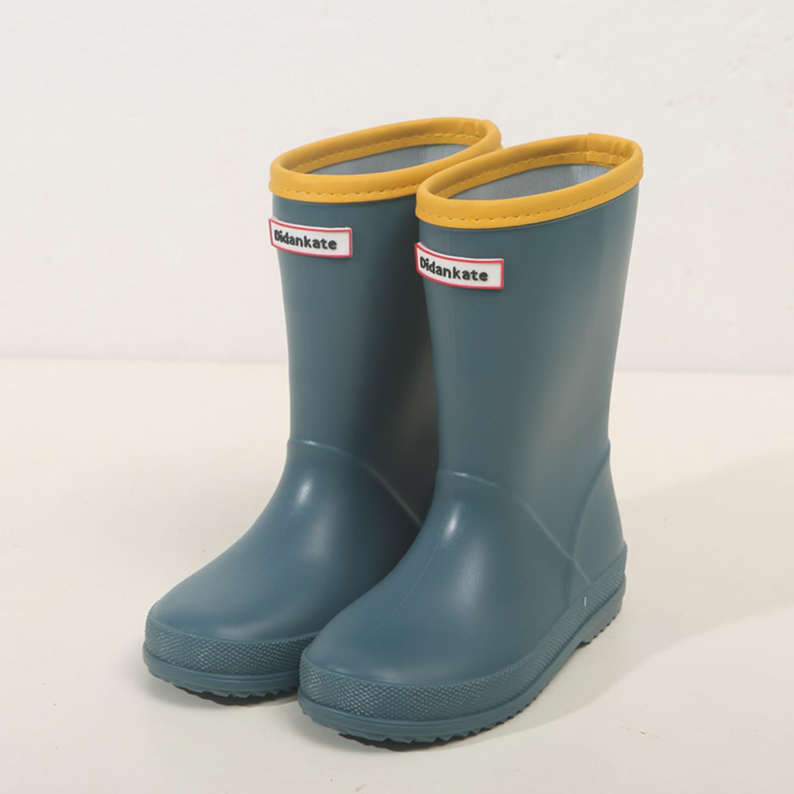 Botas niños fácil Poner Botas de Lluvia Antideslizantes para niños y niñas, Zapatos para niños, Botas Unisex para niños (Navy, 34 Big Kids)
