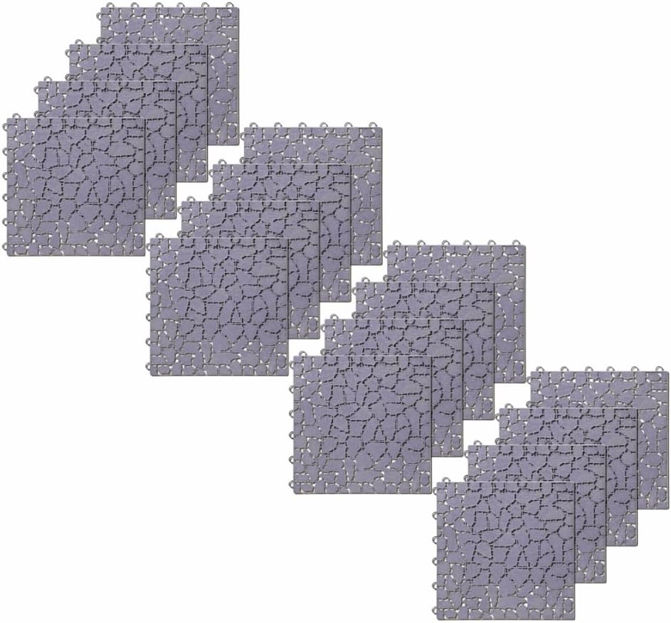 Grey Stone Pattern Garden Slabs – Interlocking Plastic Floor Tiles for Patios, Walkways, and Outdoor Spaces