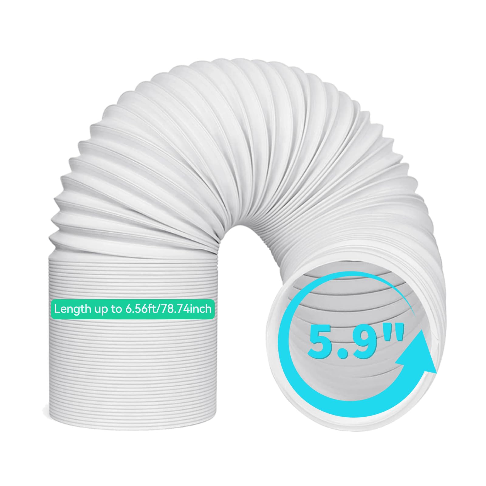 Escape de manguera de aire acondicionado portátil: reemplazo universal de escape de CA de 5.9 pulgadas (6 pulgadas) de diámetro de longitud a 6.56 pies en sentido antihorario piezas de aire