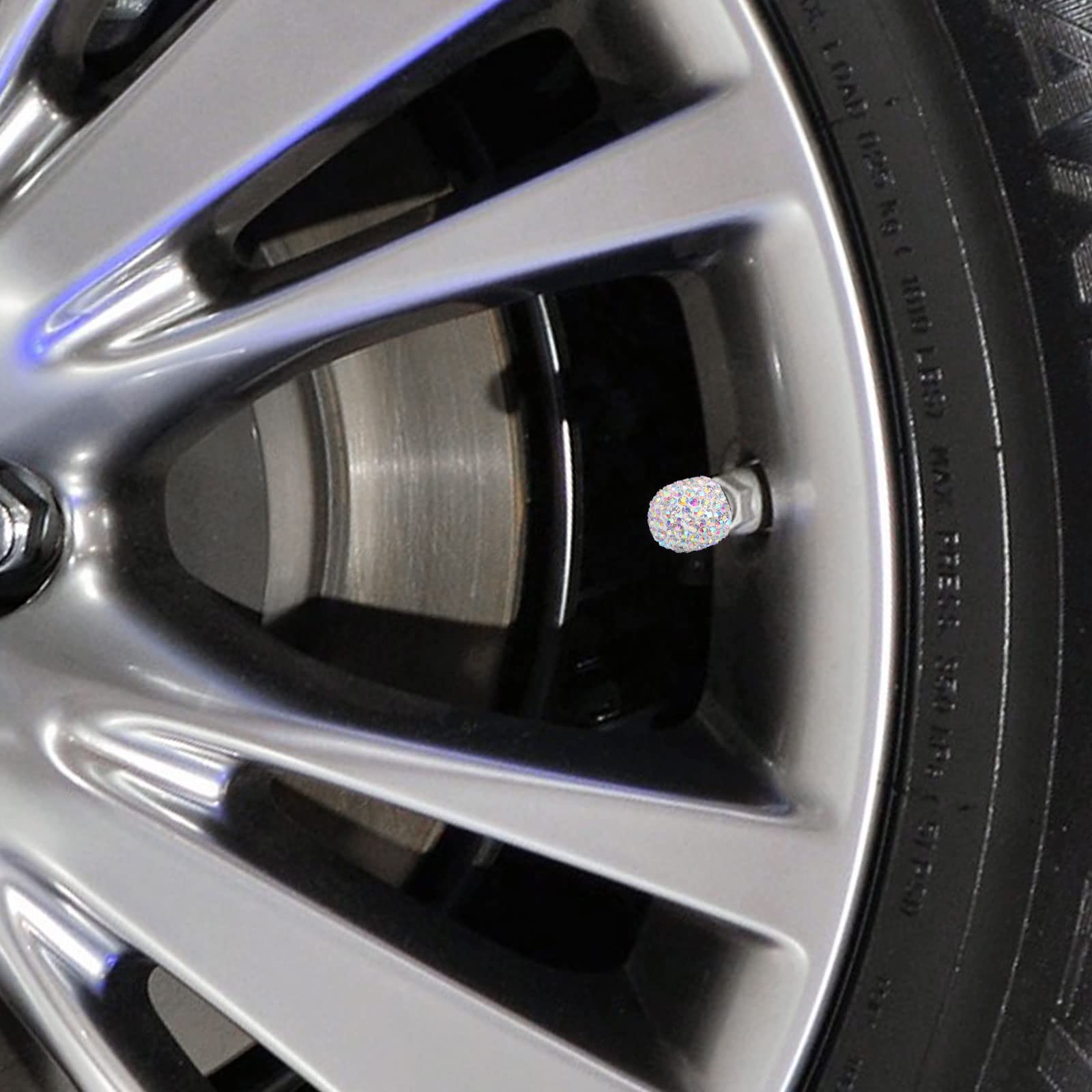 Bling Tire Valve Stem Caps 4 Pack Universal Handmade Crystal Rhinestone Chrome Car Valve Stem Covers Bling Car — view 7