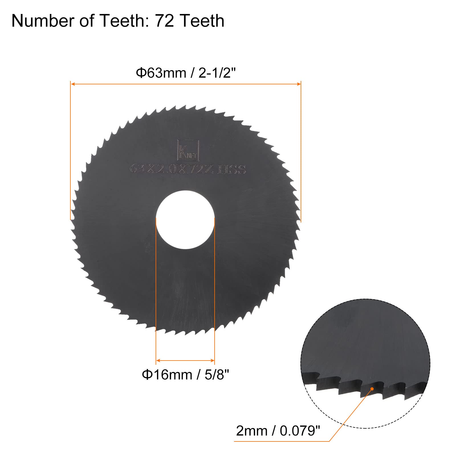 QUARKZMAN 2pz Circolare Sega Lame 63mm x 16mm x 2mm 72 Denti Nitruro Rivestito Alta Velocità Acciaio (HSS) Fresatura Frese per Alluminio Lega Metallo Plastica Legno