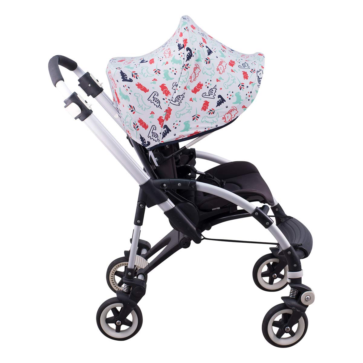 JYOKO KIDS Cappottina per Passeggino e Carrozzina compatibile con Bugaboo Bee 3, Bee 5, Bee Plus Realizzata in Tessuto di Cotone Elastico, Morbido e traspirante (Dino Party)
