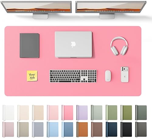 Miniatura 40 de YSAGi Protector de escritorio de piel, alfombrilla de oficina, alfombrilla grande para ratón, alfombrilla antideslizante de piel sintética, Azul