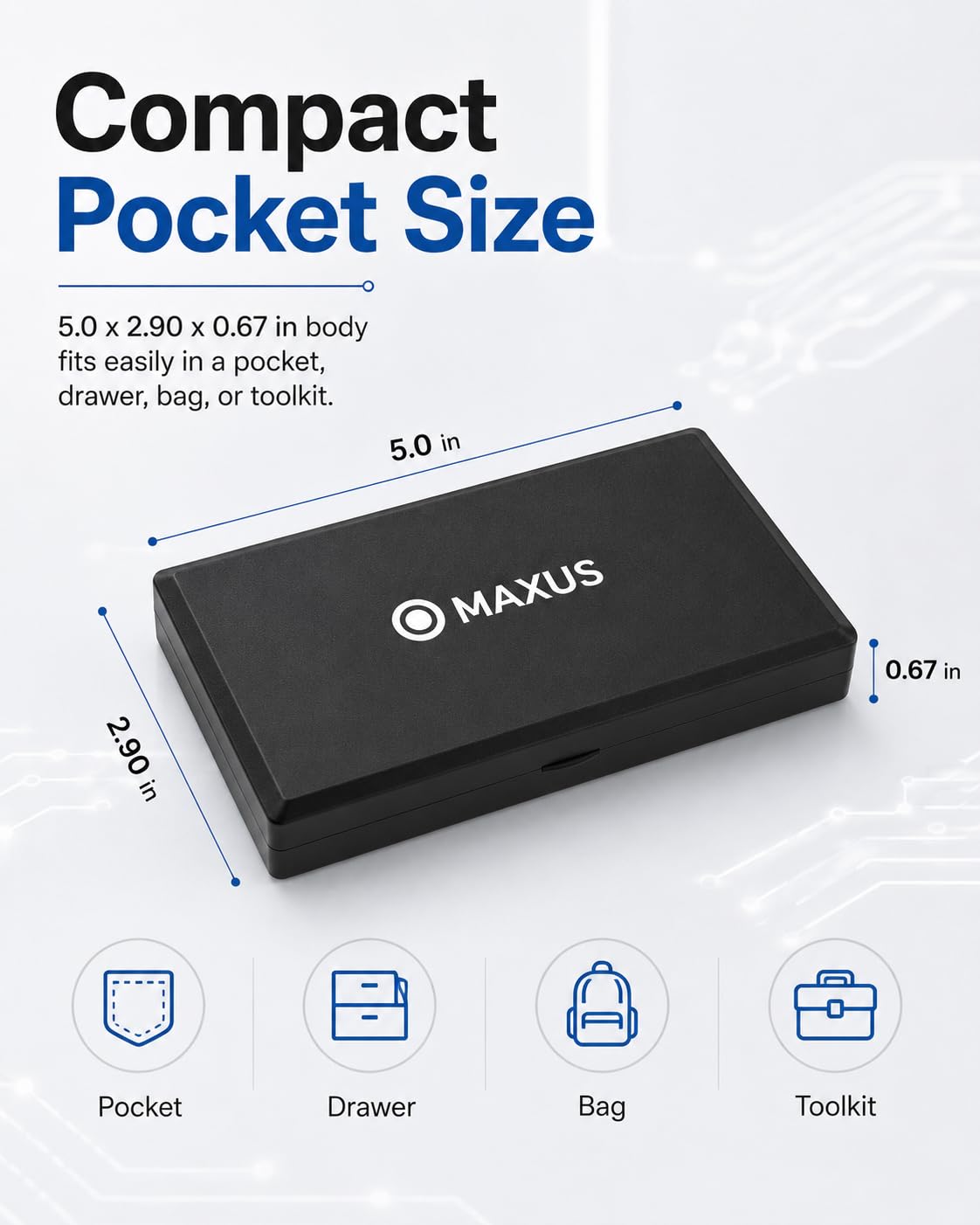 MAXUS Digital Pocket Gram Scale 500g x 0.01g High Precision with Tray, Weighs Small Food, Jewelry, Ounces, Grains, LCD Display, Tare Function