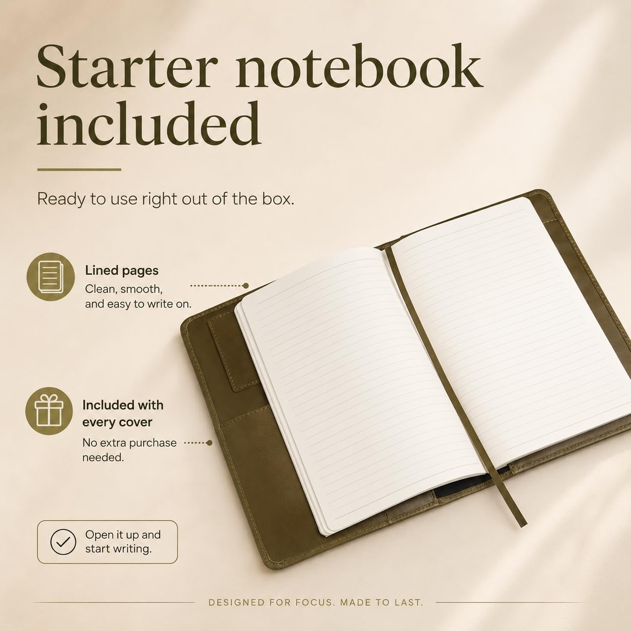 Theodore Copertina in pelle formato A5 – Premium Padfolio per notebook 5,5 x 9 pollici, tasca per carte, portapenne, segnalibro e telefono (verde oliva)