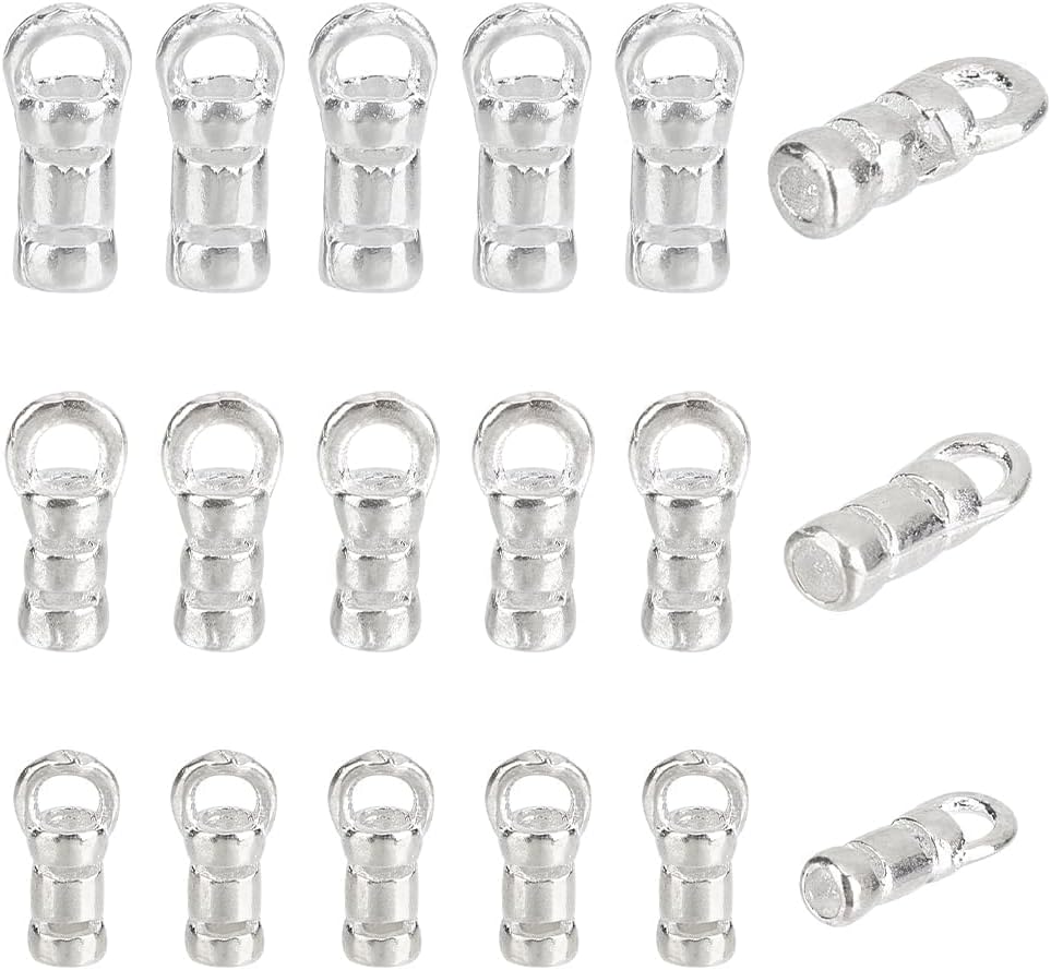 – 18pcs 925 Sterling Silver Cord End Caps, 3 Sizes Leather Cord Ends Connectors for Jewelry Making - Tube Beads Cord Ends for Necklace, Bracelet, Anklet DIY Crafts Findings