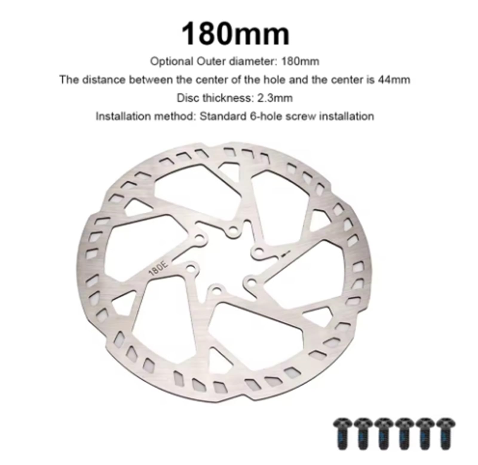 Lot de 5 rotor de frein à disque de vélo 160/180/203 mm d'épaisseur 2,3 mm pour scooter électrique pour la plupart des vélos (180 mm)