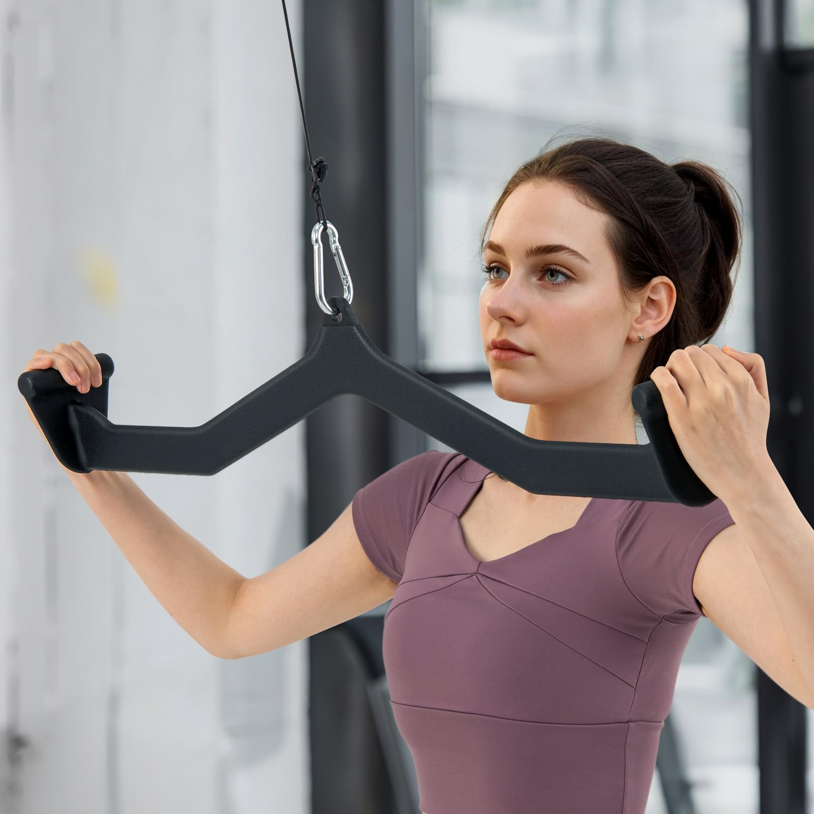 GOPLUS Barres de Tirage pour Machine à Câbles avec Poignées Ergonomiques, Forme de T et V pour Rameur, Poignées pour Entraînement du Dos, Biceps et Triceps, pour Salle de Sport à Domicile