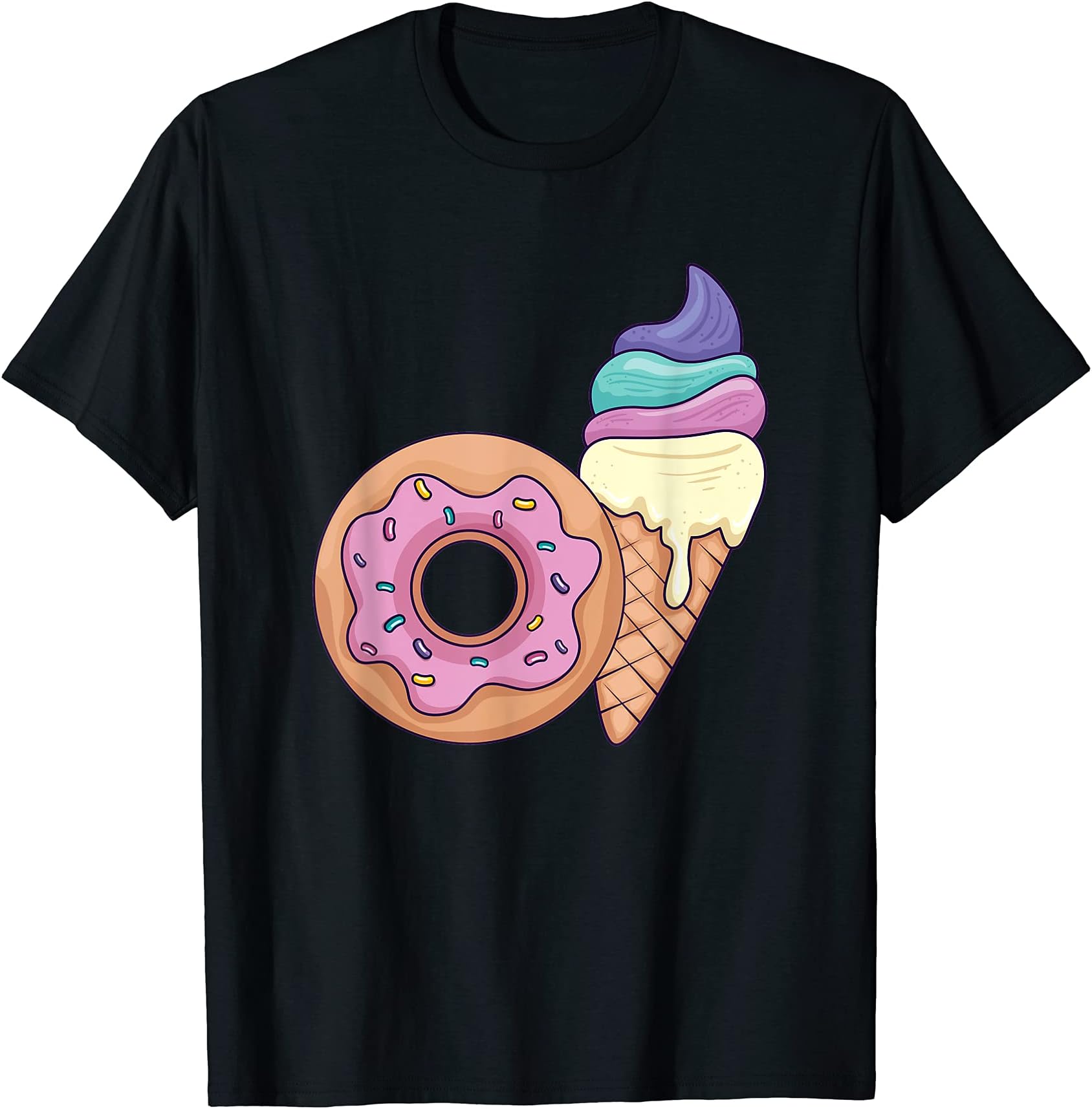 Food Glorious Food DesignsIce Cream and Donut - Sweet Treat Dessert Cold Frozen Fun T-Shirt
