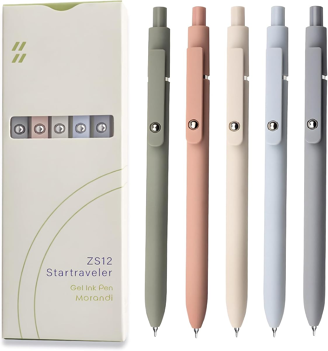 UIXJODO Gel Pens, 5 Pcs 0.5mm Black Ink Pens Fine Point Smooth Writing Pens, High-End Series Pens for Journaling Note Taking, Cute Office School Supplies Gifts for Women Men (Morandi)