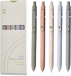 UIXJODO Stylos de gel, 5 Pcs 0.5mm Stylos à encre noire Stylo d'écriture fin point lisse, haut de gamme Series Stylos rétractables pour la prise de notes journalistiques, mignons fournitures scolaires de bureau Cadeaux pour femmes hommes (Morandi)