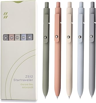 Gel Pens, 0.5mm Japanese Black Ink Fine Point Smooth Writing Pens, High-End Series Retractable Pens for Journaling Note Taking, Cute Office School Supplies Gifts for Women (5 Pcs Morandi) : Amazon.co.uk: Stationery & Office Supplies
