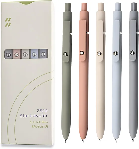 UIXJODO Gel Pens, 5 Pcs 0.5mm Black Ink Pens Fine Point Smooth Writing Pens, High-End Series Pens for Journaling Note Taking, Cute Office School Supplies Gifts for Women Men (Morandi)