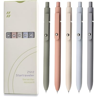 UIXJODO Gel Pens, 5 Pcs 0.5mm Black Ink Pens Fine Point Smooth Writing Pens, High-End Series Pens for Journaling Note Taking, Cute Office School Supplies Gifts for Women Men (Morandi)