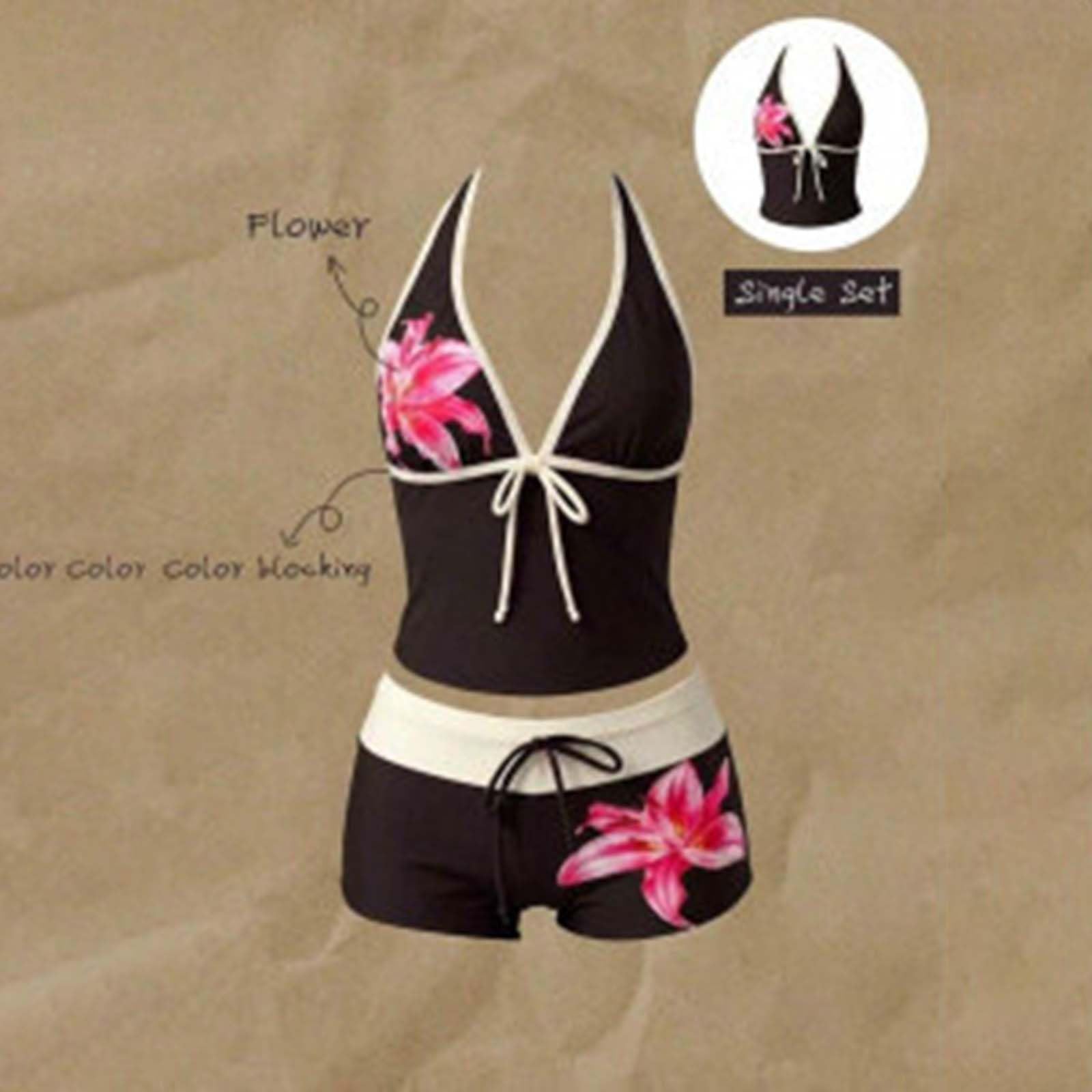 Generico Costume da Bagno 2 Pezzi Tankini Push up Donna Scollo a V Y2K Costume Mare Due Pezzi da Bagno con Incrocio sul Retro e Design Forato Sexy con Controllo della Scollo a V Beachwear Swimwear