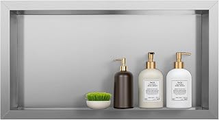 FMEVRIX Shower Niche 12×24in Recessed Wall Niche Stainless Steel Shower Shelf No Tile Needed for Add Storage, Silver