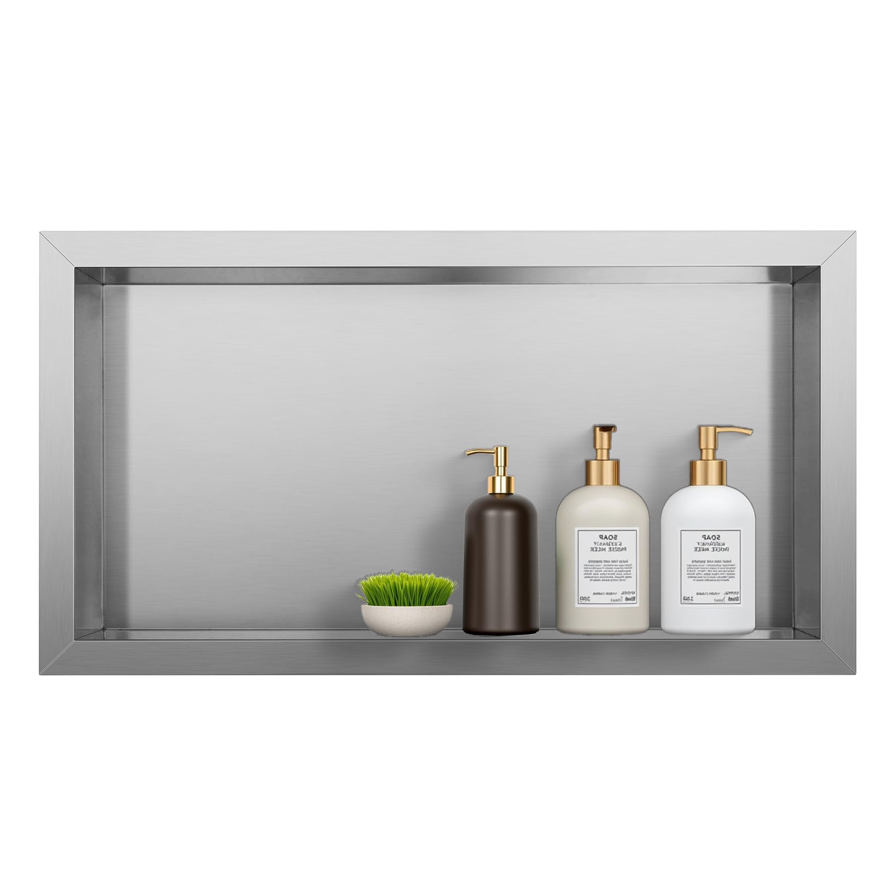 FMEVRIX Shower Niche 12 24in Recessed Wall Niche Stainless Steel Shower Shelf No Tile Needed for Add Storage