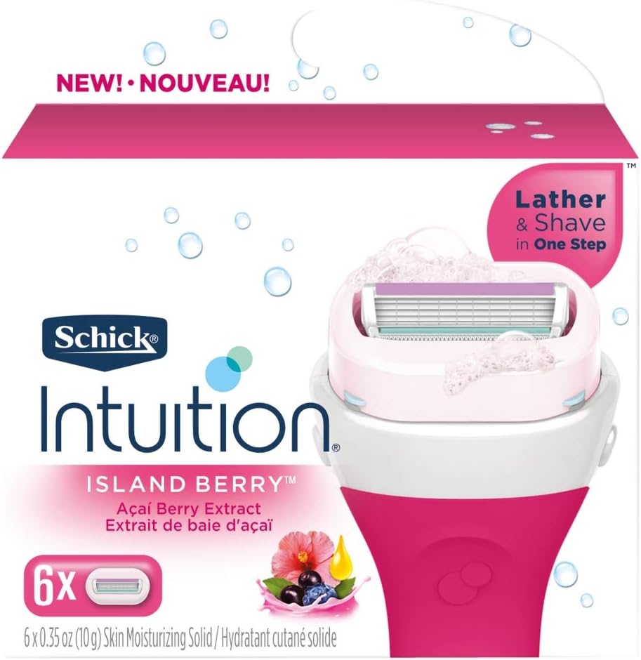 INTUITION Schick Island Women's Razor Blade Refills with Acai Berry Extract, 6 Count (Pack of 1)