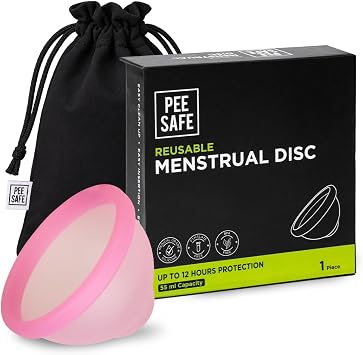Pee Safe Reusable Menstrual Disc | 1 Reusable Menstrual Disc + 1 Spandex Storage Pouch | Capacity of 55 ml | Made of Medical Grade Silicone