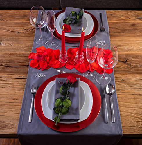 LOVERSpack Romantic Pack Hathor Gris/Rojo - con Este Pack romántico podrás Decorar tu Mesa y sorprender a tu Pareja con una Cena romántica en casa o en un Hotel. u00a1Regala Momentos Especiales!