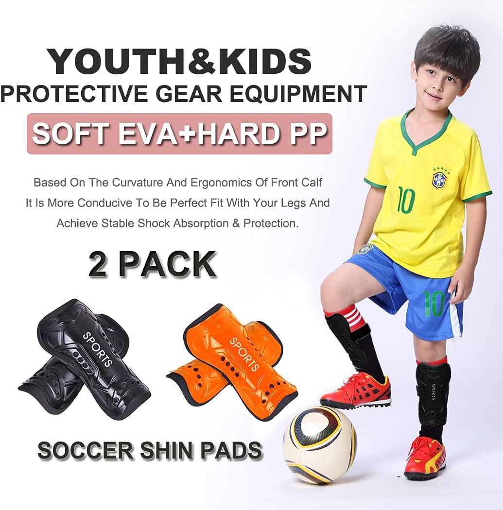 Youth Soccer Shin Guards for Kids Child Soccer Shin Pads Protective Gear Soccer Equipment Soccer Gear Calf Sleeves for Boys Girls Kids Youth Toddler Children Teenagers Protection for Ankle : Sports & Outdoors