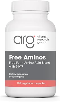 ARG Free Aminos - Free Form Amino Acid Complex with 5-HTP - Essential Amino Acids for Muscle & Neuro Support - Vegetarian Capsules - 50 Servings - 100 Count