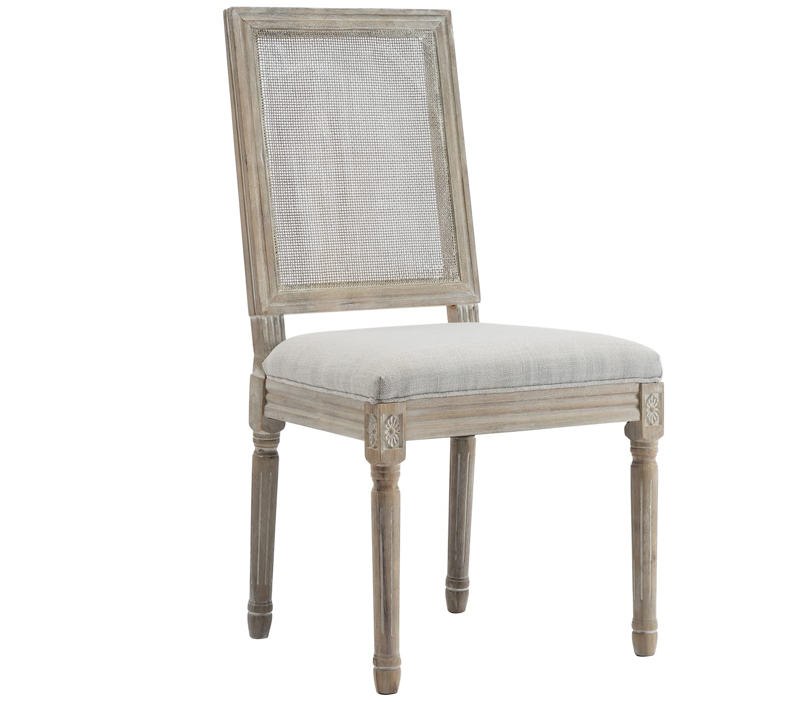 Chairus Farmhouse Dining Chairs Set of 2, Rectangle Rattan Back French