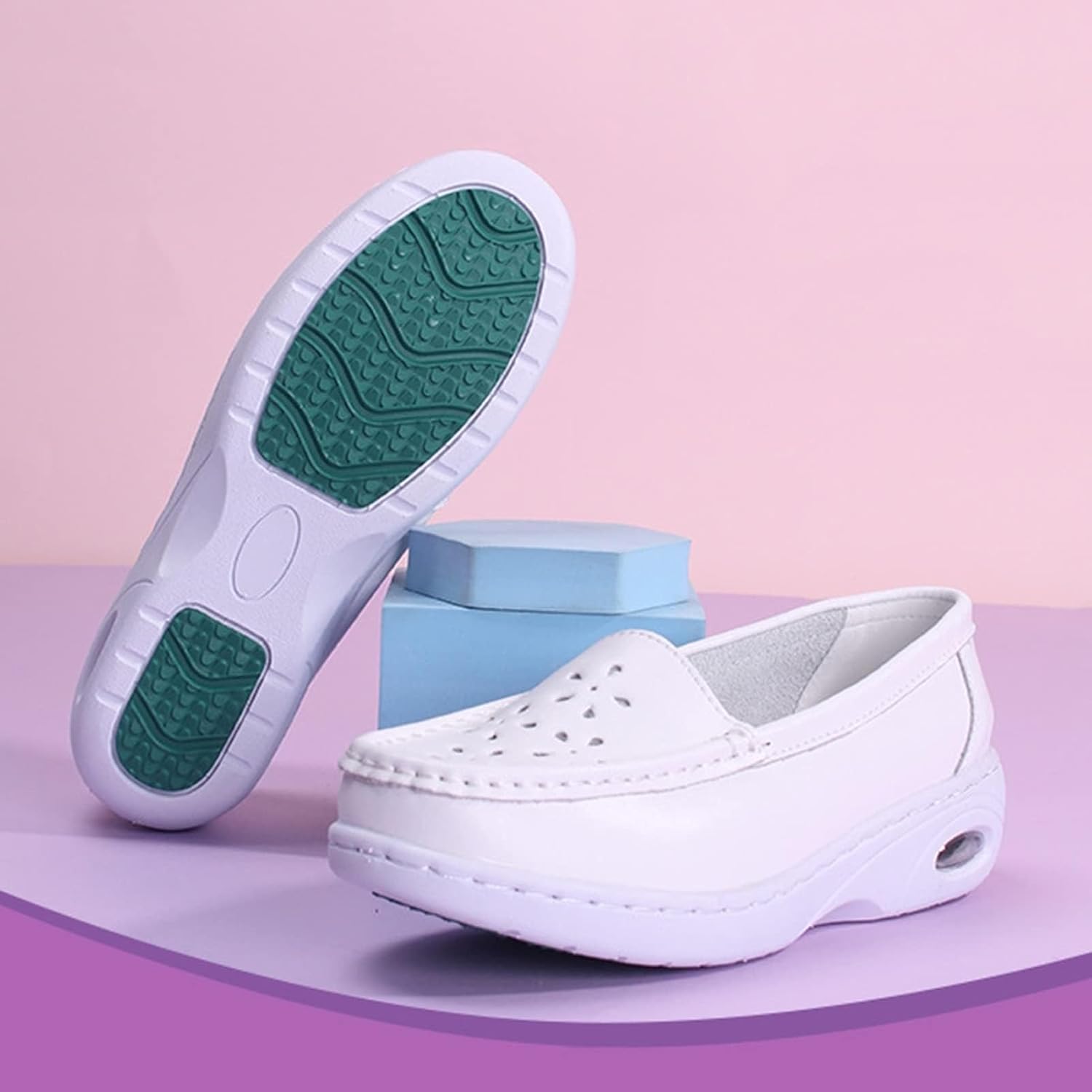 Women's Healthcare Nursing Shoes,Comfortable Lightweight Work Shoes for Women Food Service,Breathable Mesh Wedges Loafers Nurse Shoes Women,Oil and Slip-Resistant