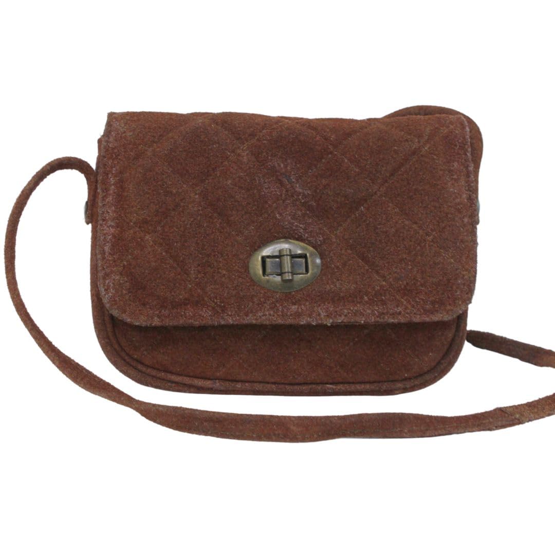 Luigi's Genuine Leather Cross-Body Bag – Unique Twist Lock, Cotton Interior, Zipper Pocket, Diamond Stitched Pattern(Tan)