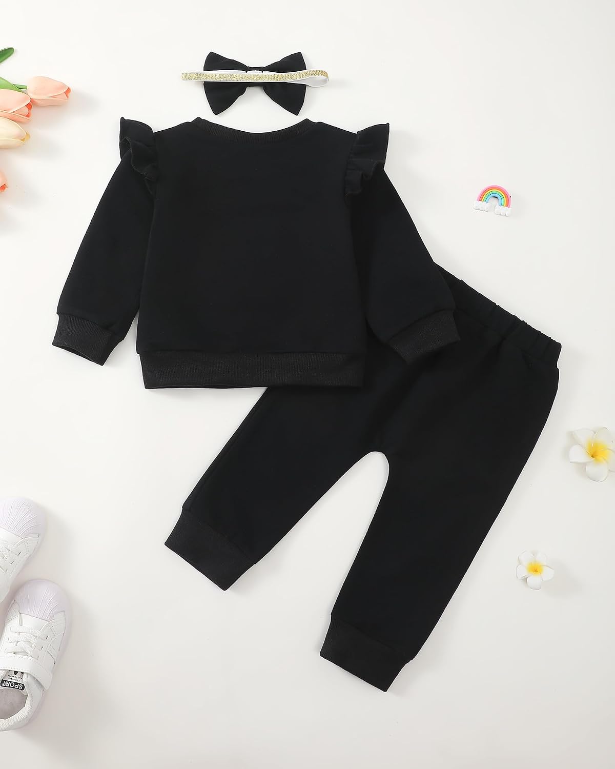Mioglrie Baby Girl Clothes First Birthday Outfit 1 Year Old Girl Birthday Sweatshirt Long Sleeve Pants Set for Baby Girl Gift